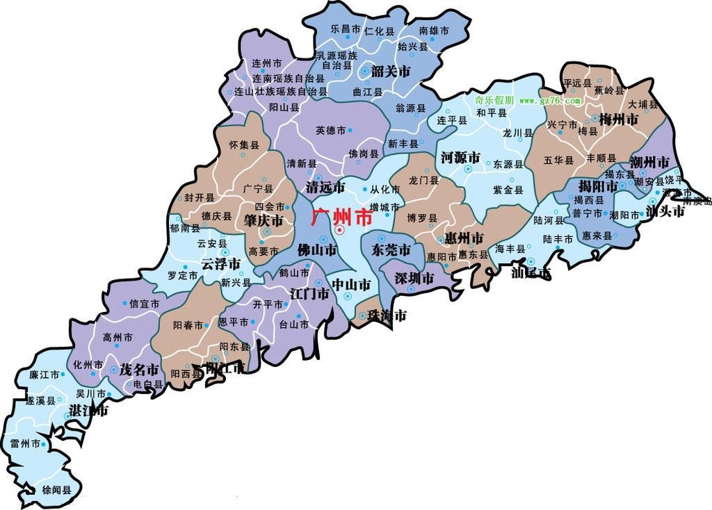 广东省行政地图